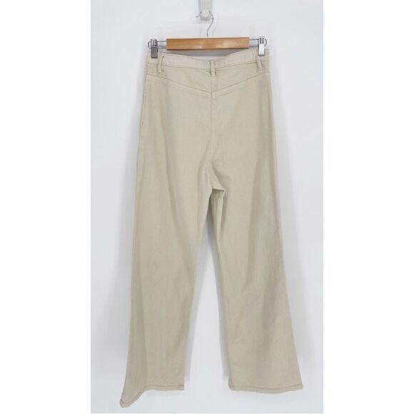 Aritzia Wilfred Free Entrance Wide Leg Pant High Waisted Stretch Beige Women's 8 - Picture 5 of 7